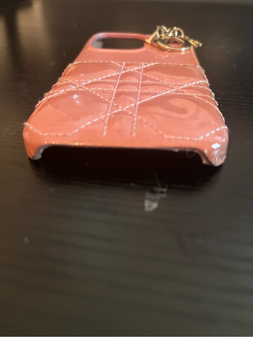 Authentic Lady Dior iPhone 13 Pro Case - Pink Patent Cannage Leather - Picture 6 of 7
